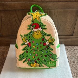 Loungefly Grinch Christmas Tree Backpack - Cream and Green